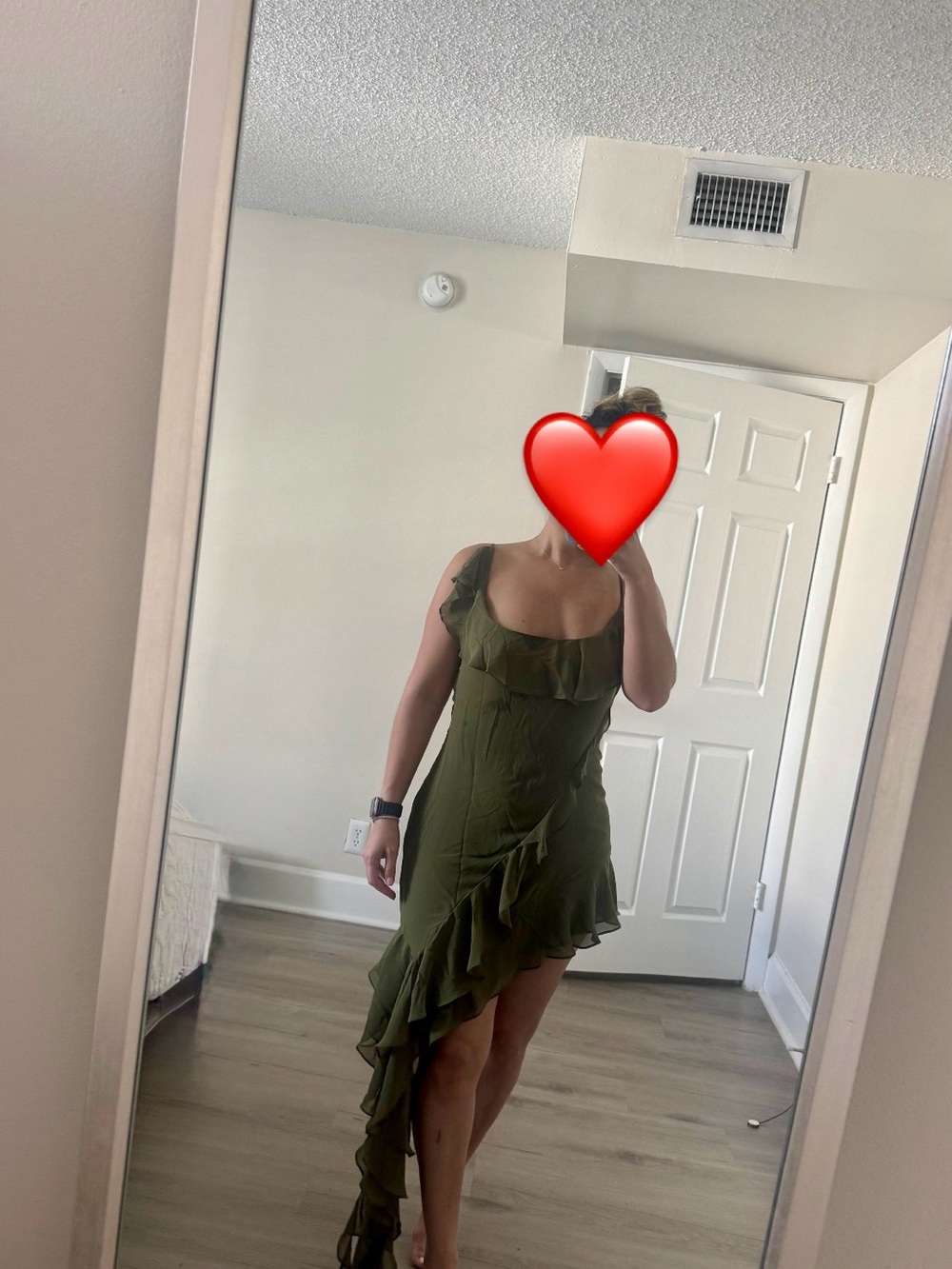 House of CB Olive Green Ruffle High-Low Dress